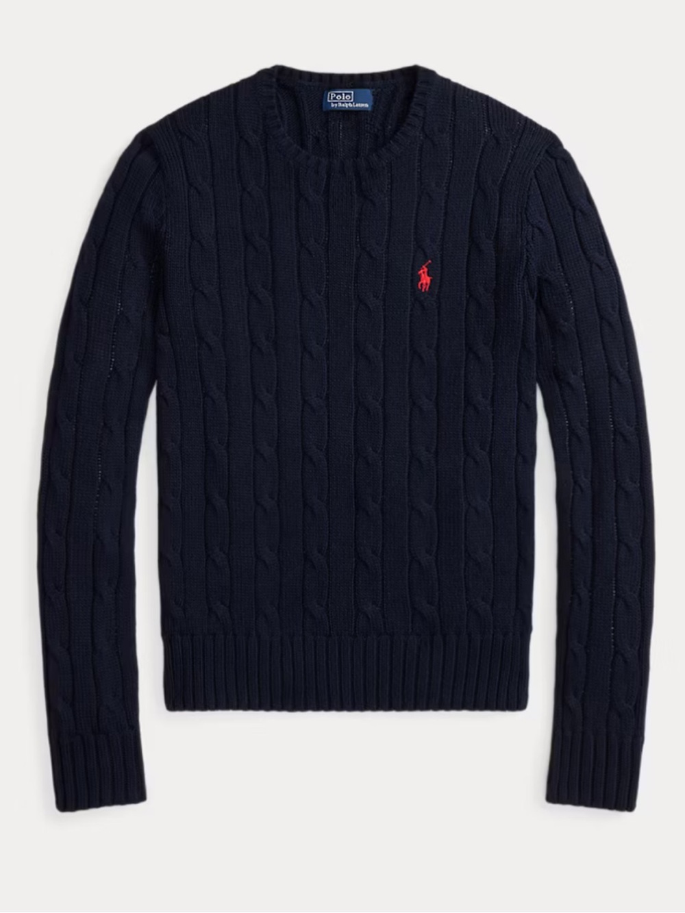 Polo Ralph Lauren Navy Cotton Cable-Knit Crewneck Sweater